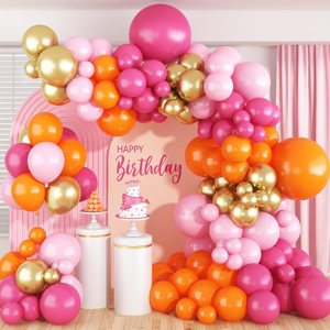 Does Not Apply Pink And Orange Balloons Arch Kit, 122 Pcs Hot Pink Orange With Metallic Gold La Does Not Apply Pink And Orange Balloons Arch Kit, 122 Pcs Hot Pink Orange With Metallic Gold La