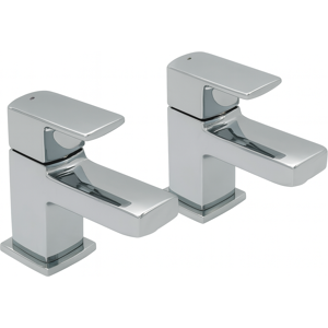 Evg Nuance Basin Tap Pair Chrome - Modern Square Bathroom Taps Evg Nuance Basin Tap Pair Chrome - Modern Square Bathroom Taps