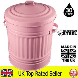 Ketoplastics Pink Metal Bin Rubbish Waste Dustbin Animal Feed Ash Bin Nappy Bin - 30l Ketoplastics Pink Metal Bin Rubbish Waste Dustbin Animal Feed Ash Bin Nappy Bin - 30l