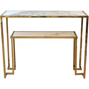 Bps Home 2 Tier Sintered Stone Console Table W/ Gold Frame Hallway Living Room Furniture Bps Home 2 Tier Sintered Stone Console Table W/ Gold Frame Hallway Living Room Furniture