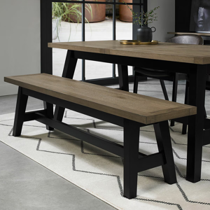 Bentley Designs Camden Weathered Oak & Peppercorn Small Bench, 177cm Bentley Designs Camden Weathered Oak & Peppercorn Small Bench, 177cm