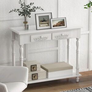 French Style Console Table Hall Hallway Furniture Desk White 2 Drawers 1 Shelf French Style Console Table Hall Hallway Furniture Desk White 2 Drawers 1 Shelf
