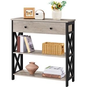 Ukmart365 Console Table Sofa Table With Drawer & Storage Shelves For Living Room Grey Ukmart365 Console Table Sofa Table With Drawer & Storage Shelves For Living Room Grey