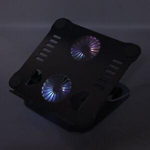 Dark Grey Aluminum Alloy Laptop Stand With 2 Cooling Fans Foldable Adjustable Dark Grey Aluminum Alloy Laptop Stand With 2 Cooling Fans Foldable Adjustable