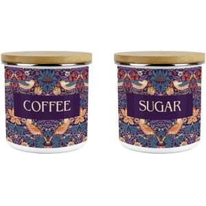 Purely Home Purple Strawberry Thief Coffee & Sugar Canisters Set - Artistic Kitchen Gifts Purely Home Purple Strawberry Thief Coffee & Sugar Canisters Set - Artistic Kitchen Gifts