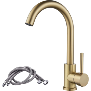 Does Not Apply Brushed Gold Kitchen Tap, Swan Neck Single Lever Kitchen Sink Mixer Taps With Sw Does Not Apply Brushed Gold Kitchen Tap, Swan Neck Single Lever Kitchen Sink Mixer Taps With Sw