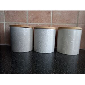 Next Set Of 3 Ceramic Tea Coffee Sugar Canisters Jars Geo Embossed Storage Pots Next Set Of 3 Ceramic Tea Coffee Sugar Canisters Jars Geo Embossed Storage Pots