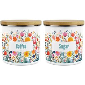 Purely Home Bright Floral Coffee & Sugar 1.2l Canisters Set - Colourful Kitchen Storage Gift Purely Home Bright Floral Coffee & Sugar 1.2l Canisters Set - Colourful Kitchen Storage Gift