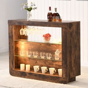 Furniture In Fashion Fiesta Wooden Bar Table Unit In Rustic Oak With Led Lights Furniture In Fashion Fiesta Wooden Bar Table Unit In Rustic Oak With Led Lights