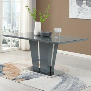 Furniture In Fashion Memphis Large High Gloss Dining Table In Grey With Glass Top Furniture In Fashion Memphis Large High Gloss Dining Table In Grey With Glass Top