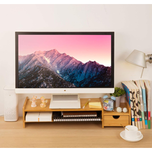 Does Not Apply Monitor Stand Riser Desk Organizer-Bamboo 2 Tier Laptop Stand With Drawers, Adju Does Not Apply Monitor Stand Riser Desk Organizer-Bamboo 2 Tier Laptop Stand With Drawers, Adju