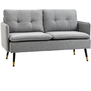 Homcom Modern Love Seat Upholstered Two Seater Sofa For Bedroom Living Room Grey Homcom Modern Love Seat Upholstered Two Seater Sofa For Bedroom Living Room Grey