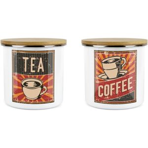 Purely Home Retro 60s Diner Tea & Coffee Canisters - Medium Kitchen Storage Jars Set Of 2 Purely Home Retro 60s Diner Tea & Coffee Canisters - Medium Kitchen Storage Jars Set Of 2