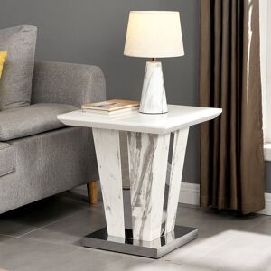 Furniture In Fashion Memphis High Gloss Lamp Table In Filo Marble Effect Glass Top Furniture In Fashion Memphis High Gloss Lamp Table In Filo Marble Effect Glass Top