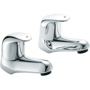 Evg Clever Haze Chrome Basin Tap Pair - Modern Dual Lever Bathroom Taps Evg Clever Haze Chrome Basin Tap Pair - Modern Dual Lever Bathroom Taps