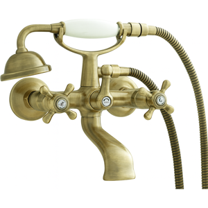 Evg Clever With 2 Antigona Bath & Shower Mixer Tap Bronze - Wall Mounted Evg Clever With 2 Antigona Bath & Shower Mixer Tap Bronze - Wall Mounted