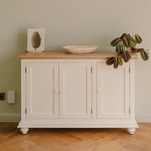 Statement Furniture Shire Large White Sideboard With Oak Top 3 Door, Height-Adjustable Shelves,120cm Statement Furniture Shire Large White Sideboard With Oak Top 3 Door, Height-Adjustable Shelves,120cm