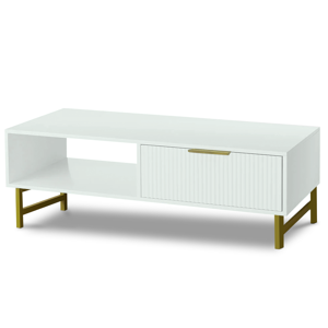 Kosy Koala Modern White Coffee Table With Storage, Gold Metal Legs And Handles Kosy Koala Modern White Coffee Table With Storage, Gold Metal Legs And Handles