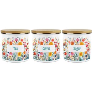 Purely Home Bright Floral Tea, Coffee & Sugar 1.2l Canisters Set - Colourful Kitchen Gifts Purely Home Bright Floral Tea, Coffee & Sugar 1.2l Canisters Set - Colourful Kitchen Gifts