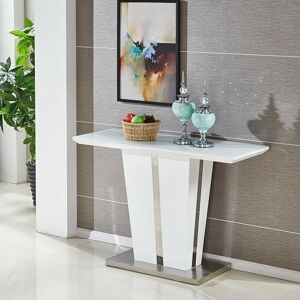 Furniture In Fashion Memphis High Gloss Console Table In White With Glass Top Furniture In Fashion Memphis High Gloss Console Table In White With Glass Top