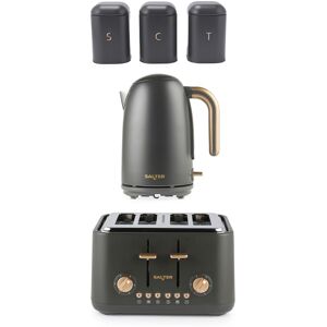Salter Pebble 1.7l Kettle, 4-Slice Toaster & Tea, Coffee, Sugar Canisters Set Salter Pebble 1.7l Kettle, 4-Slice Toaster & Tea, Coffee, Sugar Canisters Set