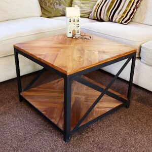 Darthome Teak Square Coffee Table Black Metal Frame Wooden Mosaic Living Room Furniture Darthome Teak Square Coffee Table Black Metal Frame Wooden Mosaic Living Room Furniture