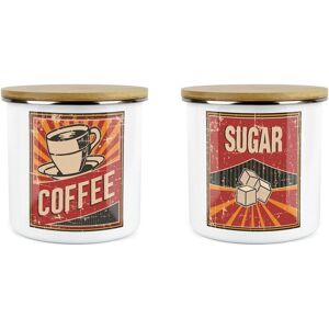 Purely Home Retro 60s Diner Coffee & Sugar Canisters - Medium Kitchen Storage Jars Set Of 2 Purely Home Retro 60s Diner Coffee & Sugar Canisters - Medium Kitchen Storage Jars Set Of 2