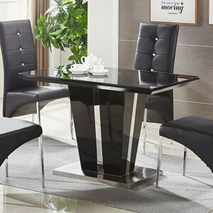 Furniture In Fashion Memphis Small High Gloss Dining Table In Black With Glass Top Furniture In Fashion Memphis Small High Gloss Dining Table In Black With Glass Top