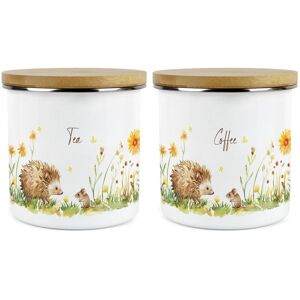 Purely Home Hedgehog & Mouse Tea And Coffee Canister Set - 1.2l Enamel Kitchen Gifts Purely Home Hedgehog & Mouse Tea And Coffee Canister Set - 1.2l Enamel Kitchen Gifts