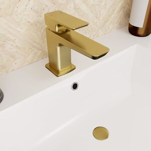 Nes Home Modern Cloakroom Brushed Brass Square Basin Mono Mixer Tap + Waste Nes Home Modern Cloakroom Brushed Brass Square Basin Mono Mixer Tap + Waste