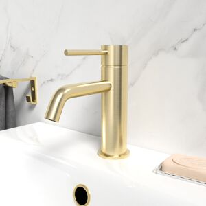 Nes Home Alice Brushed Brass Round Single Lever Basin Mono Mixer Tap Nes Home Alice Brushed Brass Round Single Lever Basin Mono Mixer Tap