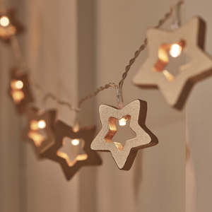 Branded 20 Dimmable Warm White Led Night Light Wooden Star String Fairy Lights Battery O Branded 20 Dimmable Warm White Led Night Light Wooden Star String Fairy Lights Battery O
