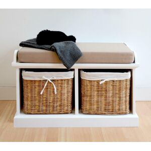 Statement Furniture Tetbury White Bench With Cushion And Storage Baskets. Quality Assembled Bench Statement Furniture Tetbury White Bench With Cushion And Storage Baskets. Quality Assembled Bench