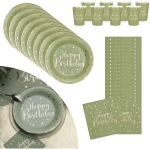 Luck And Luck Olive Green Birthday Party Pack For 10 People Gold Foiled Plates Cups Napkins Luck And Luck Olive Green Birthday Party Pack For 10 People Gold Foiled Plates Cups Napkins