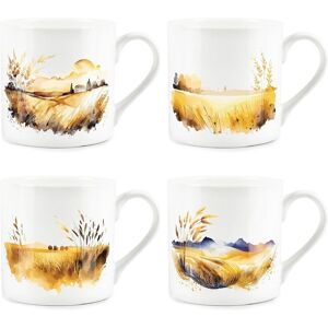Purely Home Golden Landscapes Mugs - Bone China Tea/coffee Autumnal Gift Set Of 4 Purely Home Golden Landscapes Mugs - Bone China Tea/coffee Autumnal Gift Set Of 4