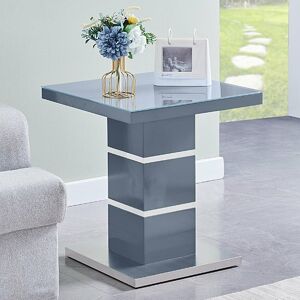 Furniture In Fashion Parini High Gloss Lamp Table In Grey With Glass Top Furniture In Fashion Parini High Gloss Lamp Table In Grey With Glass Top