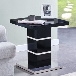 Furniture In Fashion Parini High Gloss Lamp Table In Black With Glass Top Furniture In Fashion Parini High Gloss Lamp Table In Black With Glass Top