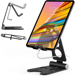 Does Not Apply Tablet Stand With Cord Holder Aluminum Alloy Black, Fully Adjustable Foldable De Does Not Apply Tablet Stand With Cord Holder Aluminum Alloy Black, Fully Adjustable Foldable De