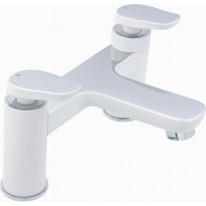 Evg Firth Bath Filler White & Chrome - Modern Dual Lever Brass Tap Evg Firth Bath Filler White & Chrome - Modern Dual Lever Brass Tap