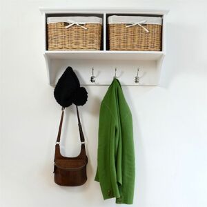 Statement Furniture Tetbury White Coat Rack With 2 Storage Baskets.Hallway Hanging Shelf, 4 Hooks Statement Furniture Tetbury White Coat Rack With 2 Storage Baskets.Hallway Hanging Shelf, 4 Hooks