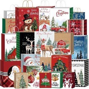 Dechisy 24 Pack Christmas Bags For Presents, Kraft Paper Xmas Gift Bags With Ha Dechisy 24 Pack Christmas Bags For Presents, Kraft Paper Xmas Gift Bags With Ha