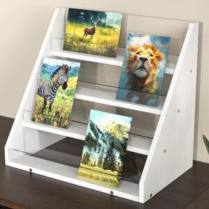 Nihome 4-Tier Bamboo & Acrylic Greeting Card Display Stand For Cards, Photos, P Nihome 4-Tier Bamboo & Acrylic Greeting Card Display Stand For Cards, Photos, P