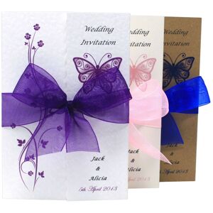 Forgetmenotdesigns911 50 Wedding Invitations-Gatefold- Personalised - Loads Of Design/ribbon Colours Forgetmenotdesigns911 50 Wedding Invitations-Gatefold- Personalised - Loads Of Design/ribbon Colours