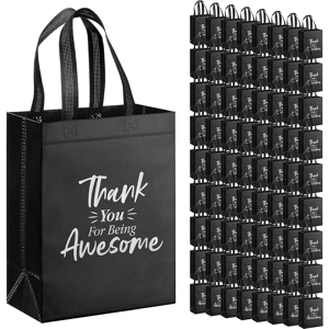 Branded 72pcs Thank You Gift Bags Bulk, Reusable Non Woven Thank You Bags, Large Grocery Branded 72pcs Thank You Gift Bags Bulk, Reusable Non Woven Thank You Bags, Large Grocery