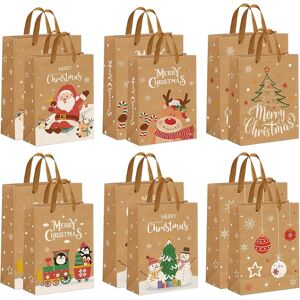 Ifxkb Christmas Brown Gift Bags 12 Pcs - Xmas Paper Multipack With Large And Small Si Ifxkb Christmas Brown Gift Bags 12 Pcs - Xmas Paper Multipack With Large And Small Si