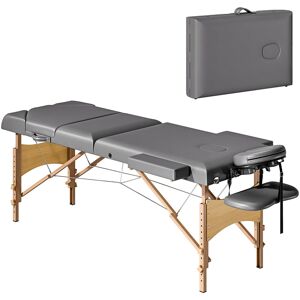 Homcom Foldable Massage Bed With Beech Wood Legs Face Cradle Armrests Grey Homcom Foldable Massage Bed With Beech Wood Legs Face Cradle Armrests Grey