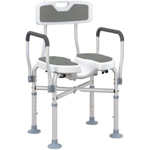 Homcom Grey Padded Bath Chair - Adjustable Support Seat Homcom Grey Padded Bath Chair - Adjustable Support Seat