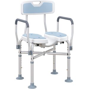 Homcom Padded Bath Chair With Slotted Seat And Adjustable Height Light Blue Homcom Padded Bath Chair With Slotted Seat And Adjustable Height Light Blue