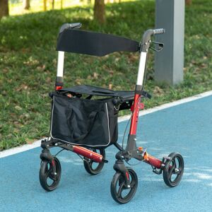 Homcom Folding Rollator W/ Seat 4 Wheels Adjustable Handle Height Bag For Handicapped Homcom Folding Rollator W/ Seat 4 Wheels Adjustable Handle Height Bag For Handicapped
