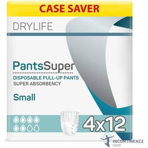 4x Drylife Unisex Incontinence Pants Super - Small - Pack Of 12 - 2000ml 4x Drylife Unisex Incontinence Pants Super - Small - Pack Of 12 - 2000ml